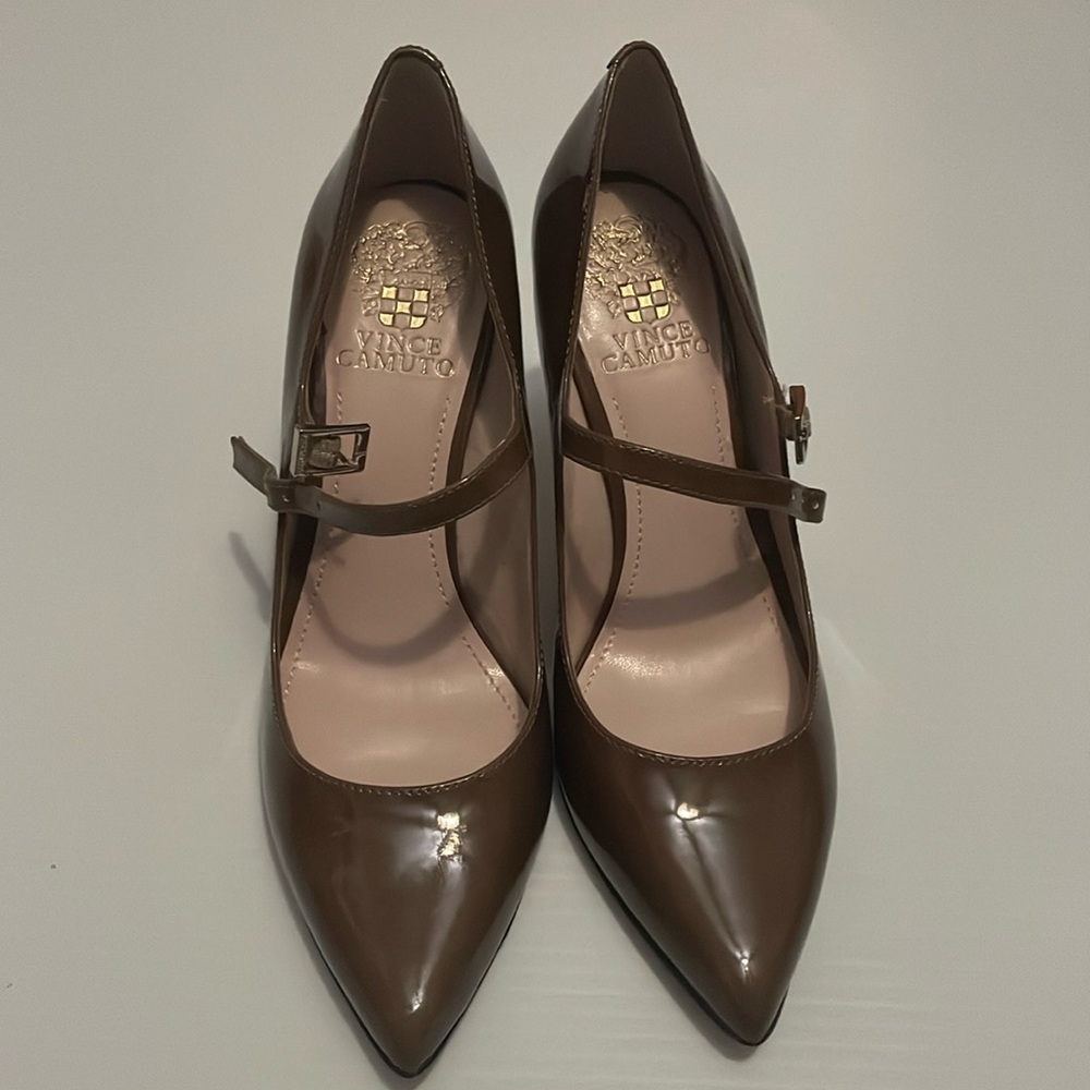 Vince Camuto VC-Callea smoke taupe calf cloudy pat heels women size 7.5